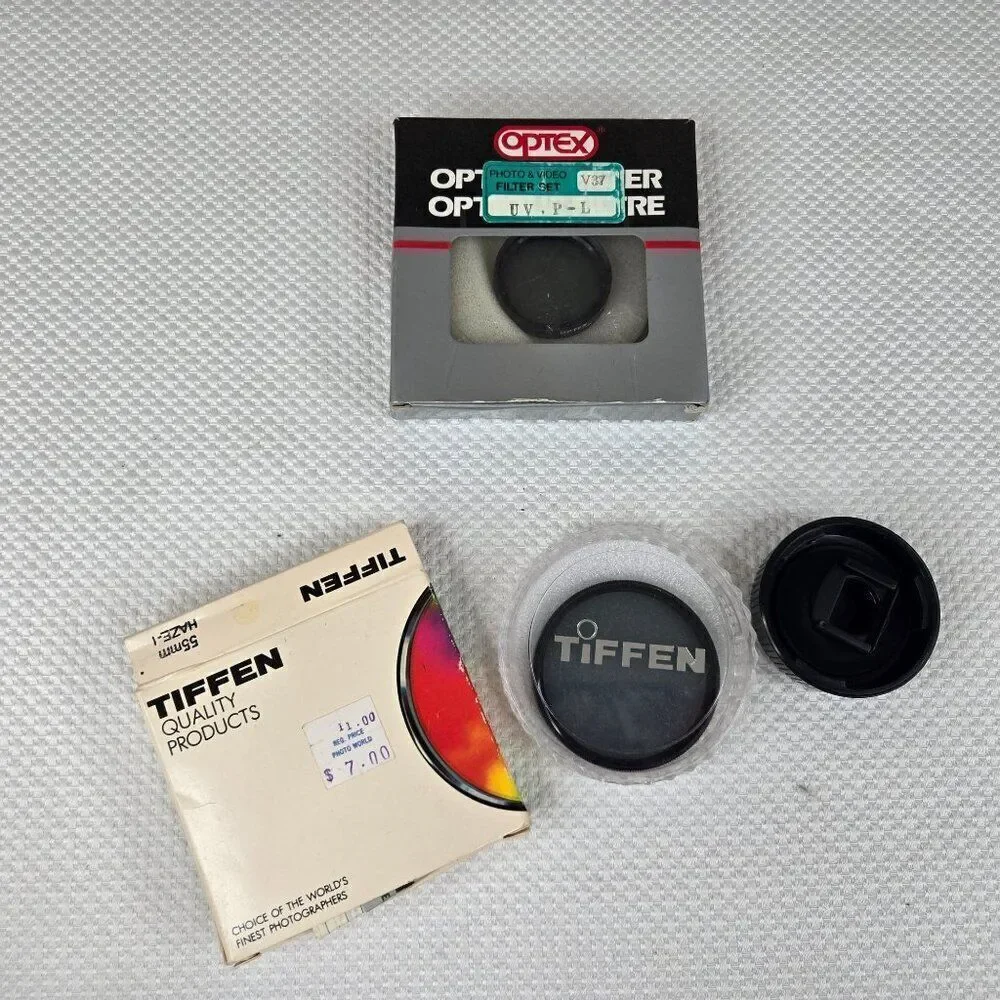 Vintage Tiffen 55mm Haze 1 Filter Optex 52mm UV PL Filter Lot Photography